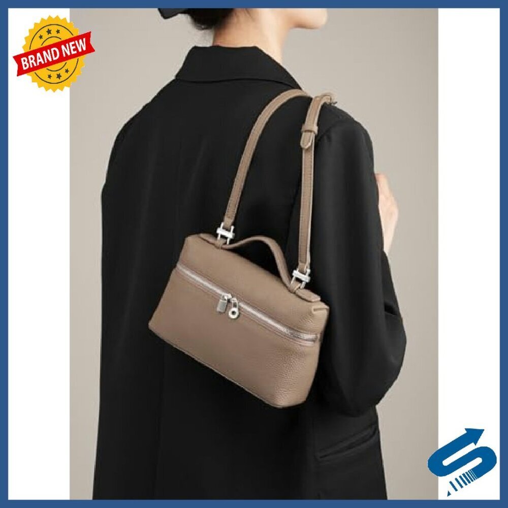 Small Leather Crossbody Bag with Top Handle, Detachable Strap, Quiet Luxury - Picture 3 of 8